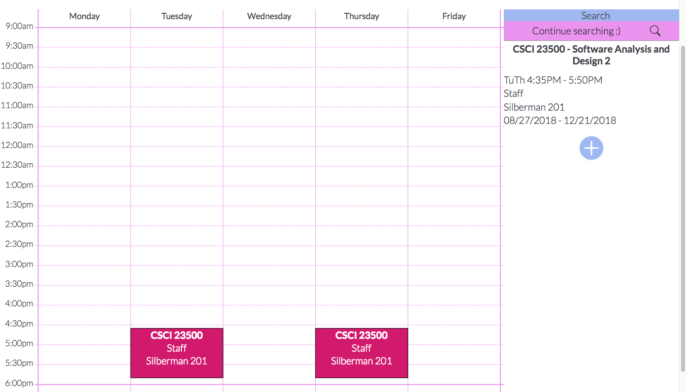 Class added to schedule